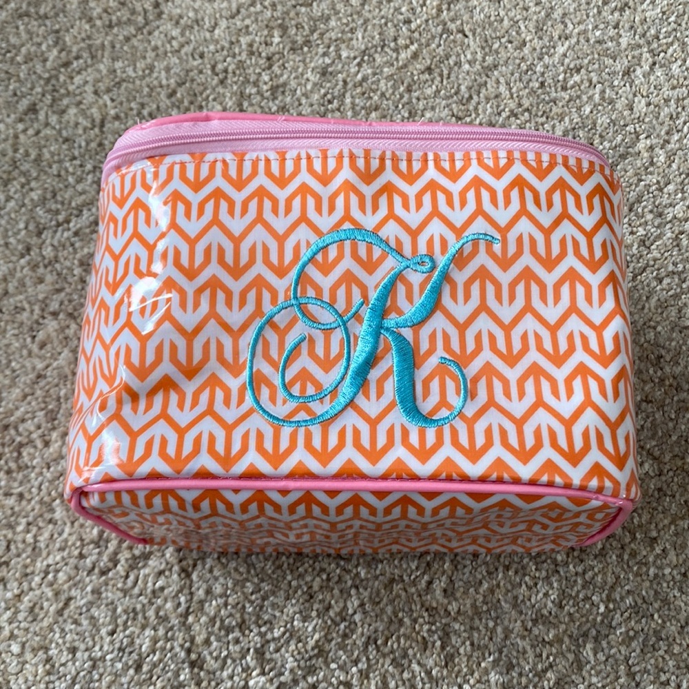 Makeup bag monogrammed K